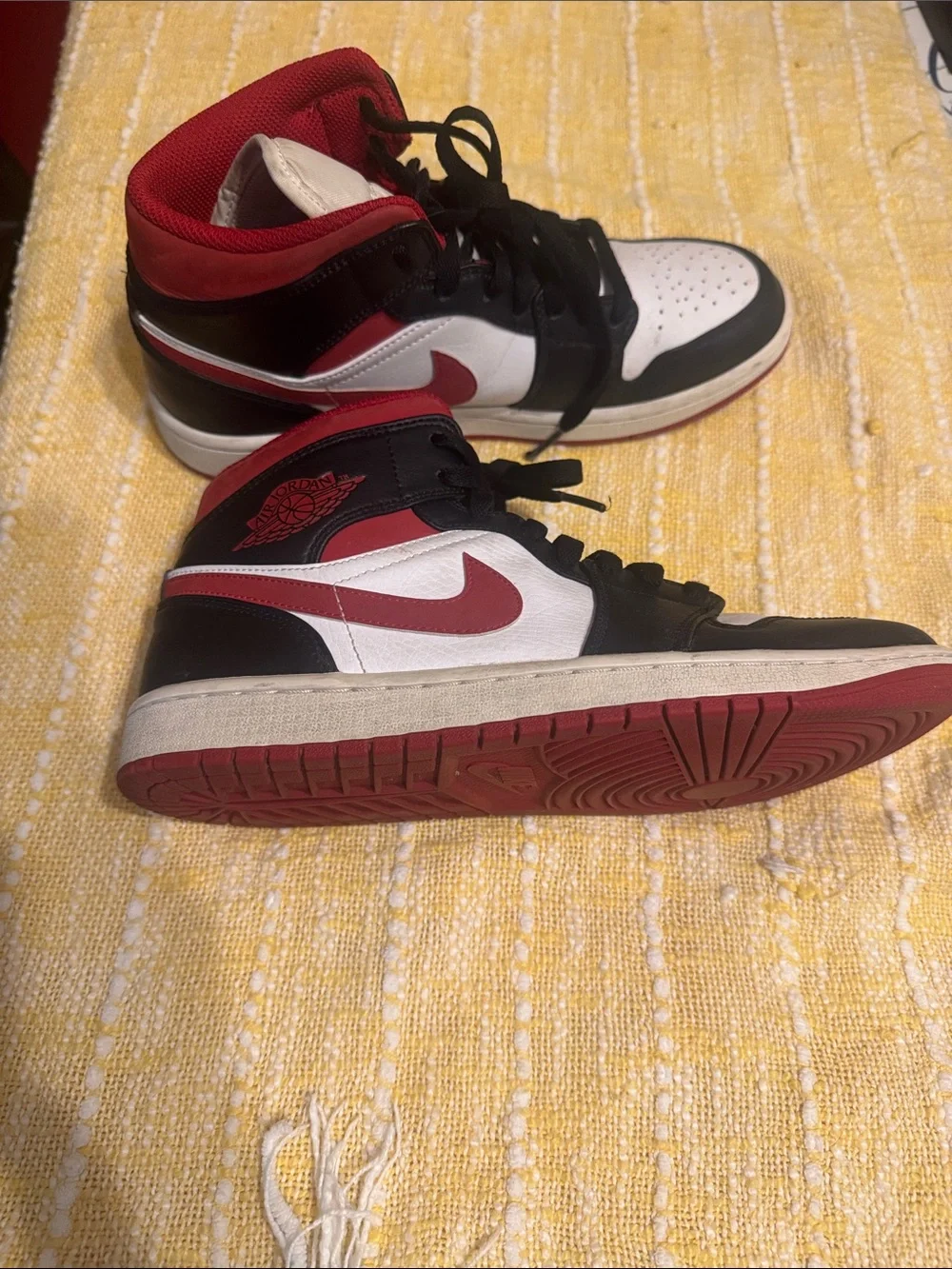 Air Jordan 1 Men’s High-Top Sneakers - White/Black/Red  Men size 7.5